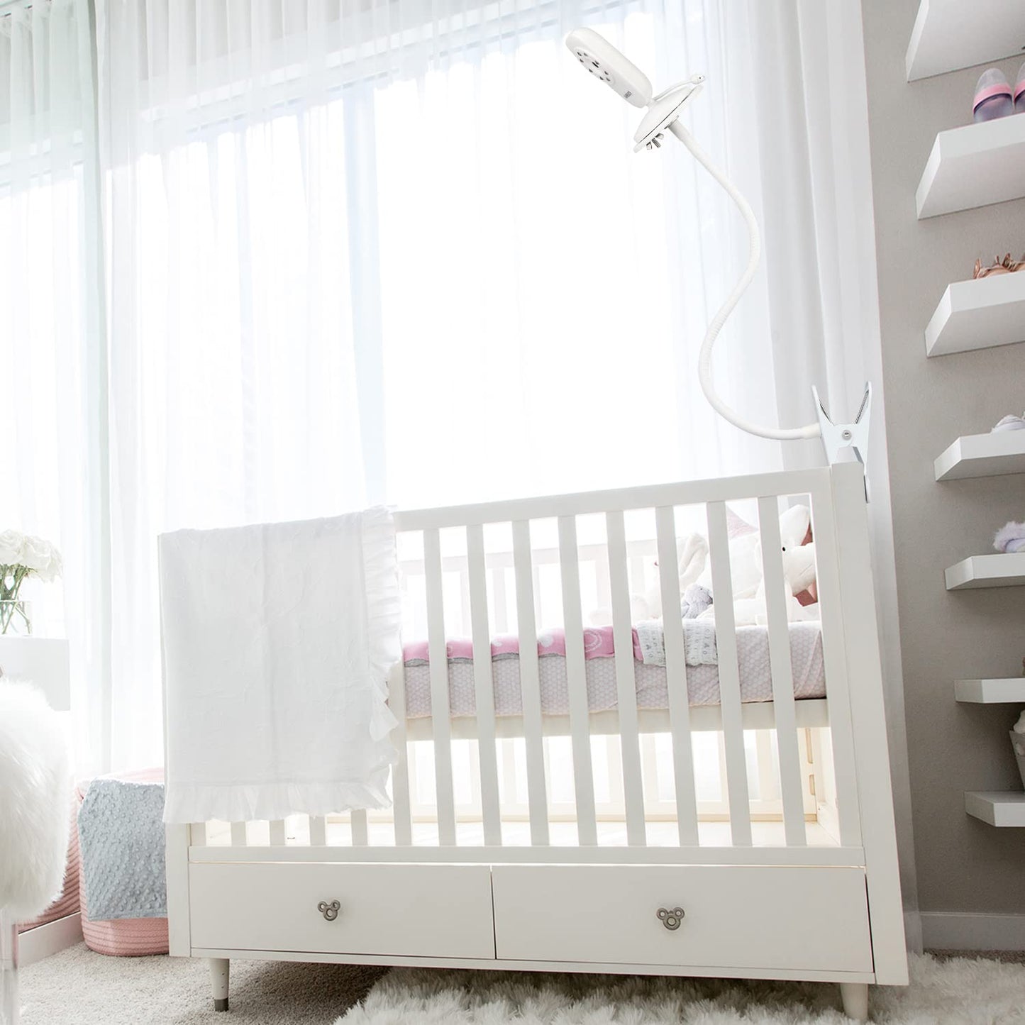 Universal Baby Monitor Mount For Anmeate Sm24, Arlo, Motorola, Owlet Cam And Most Other Baby Monitors, Flexible Gooseneck Baby M