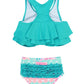Rufflebutts Baby/Toddler Girls Mermaid Aqua Ruffle Bikini - 6-12M