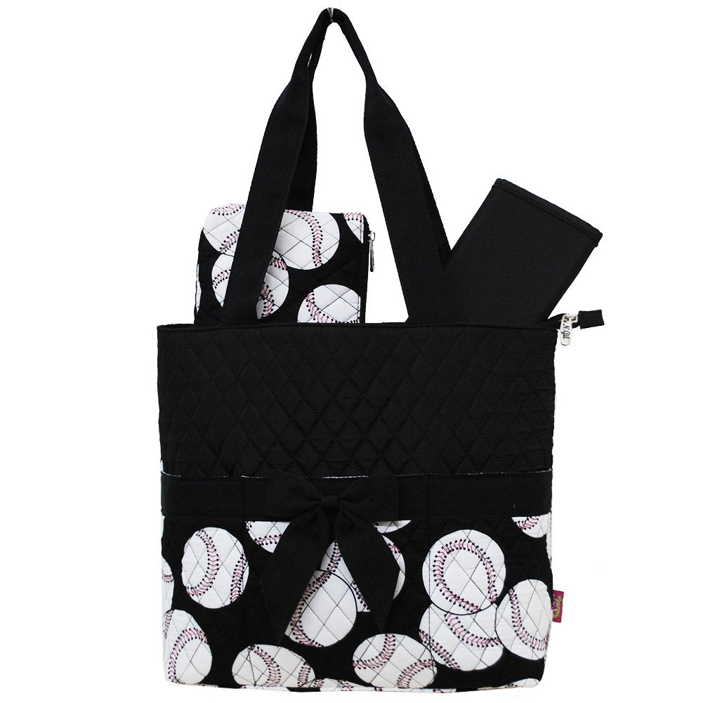 NGIL Baseball Print Quilted Diaper Bag