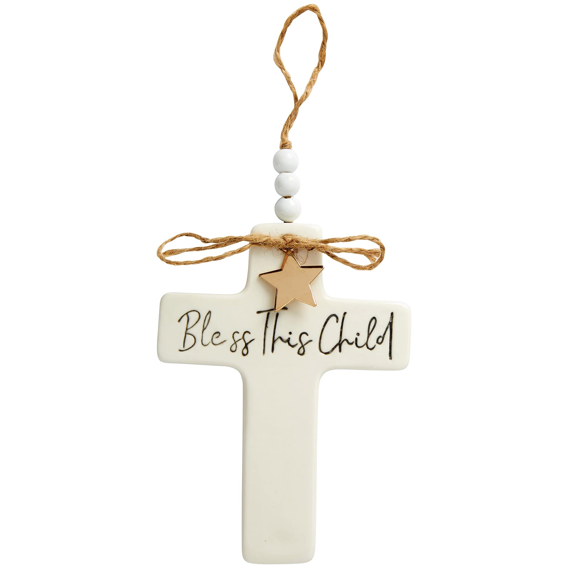 C.R. Gibson Bcc-21544 Bless This Child Ceramic Baby Cross Religious Nursery D  Cor, 4.5' W X 6.5' H, Multicolor