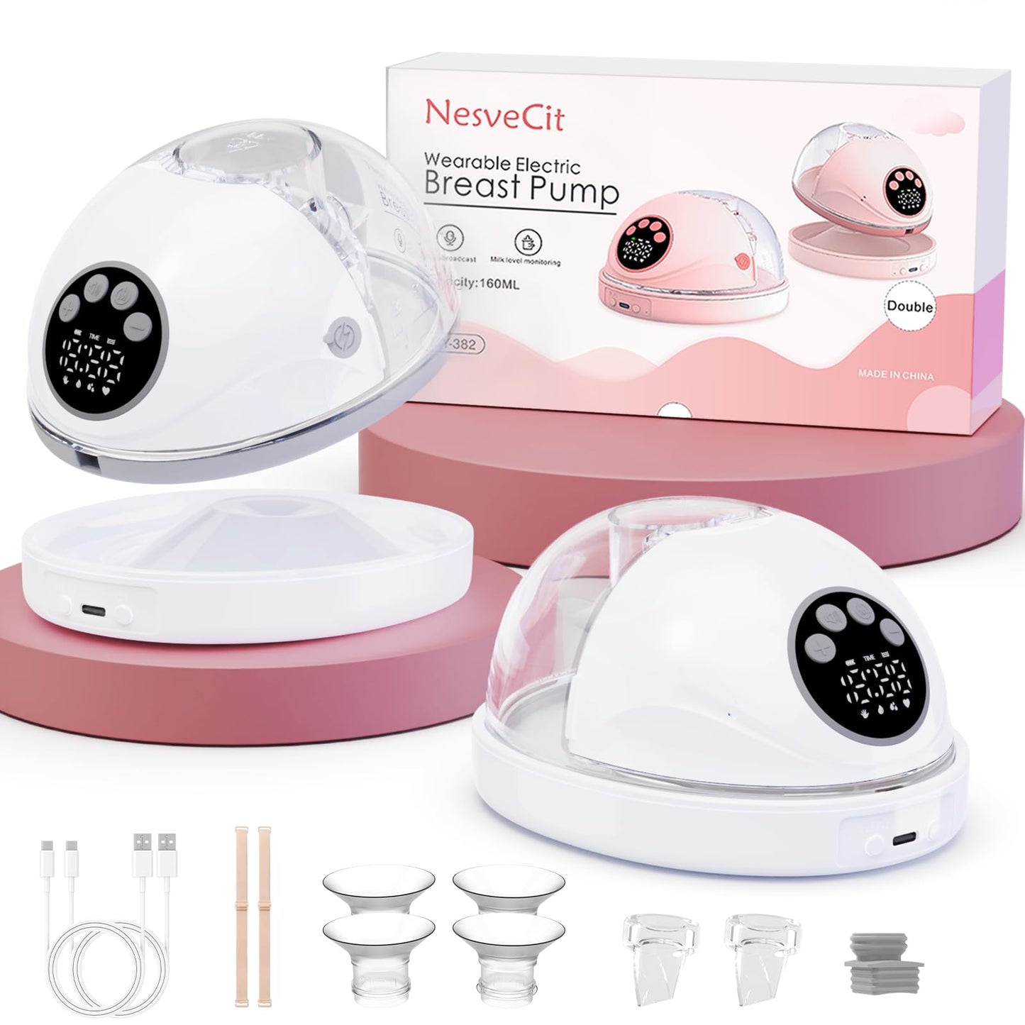 Heated Electric Breast Pump Hands Free, Wearable Breastfeeding Pump with Voice Reminder & Auto-Stop Fuction, 6 Modes/12 Levels H