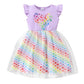 Girls Valentines Day Dresses Heart Print Dress Purple Tulle Tutu Toddler Girl Valentines Day Dress 3T/1319