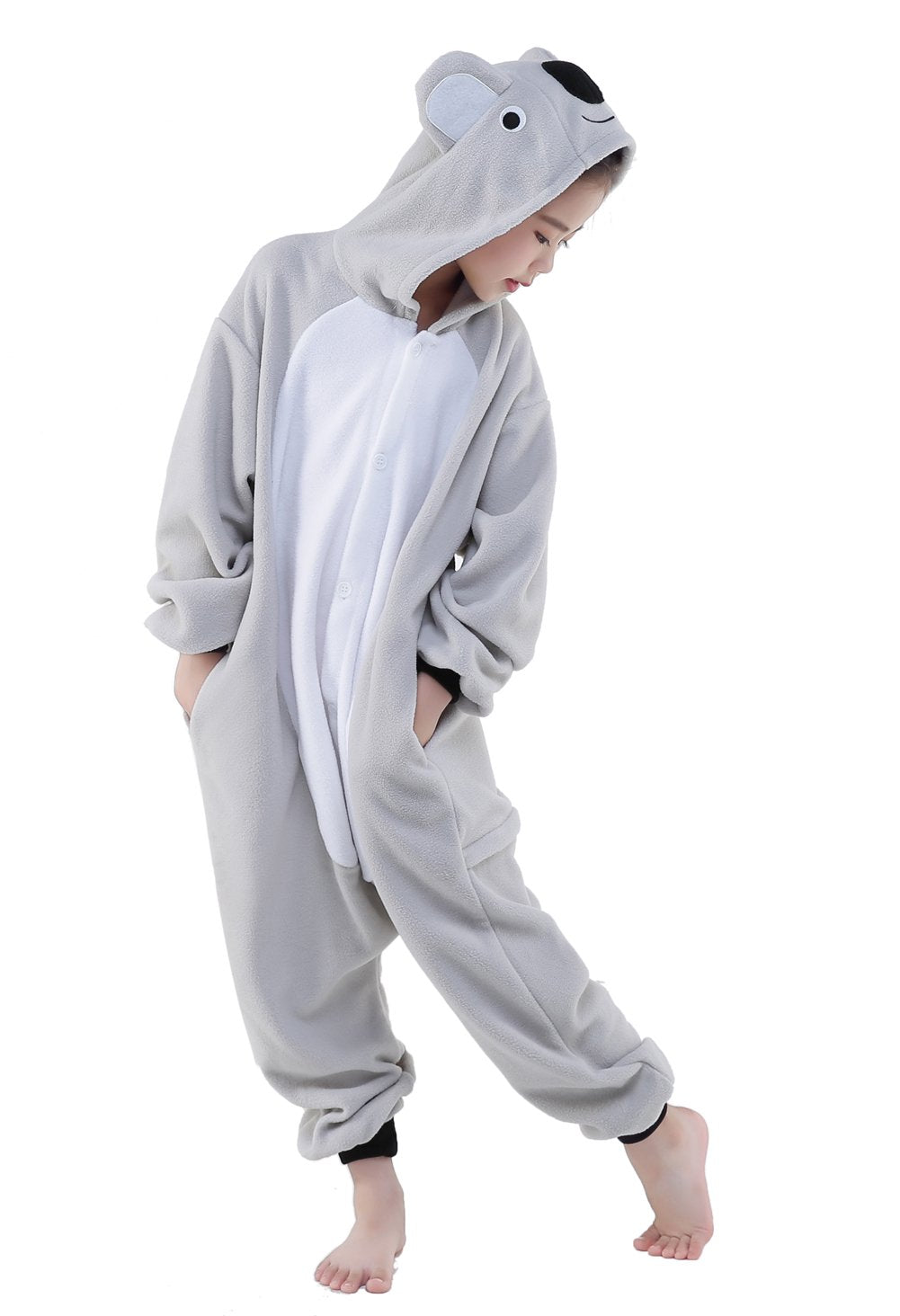 Canasour Koala Onesie Kids Halloween Cosplay Costume Girls One Piece Pjs Anime Unisex Hoodie Pajamas Grey For 6-8 Years Boys Par