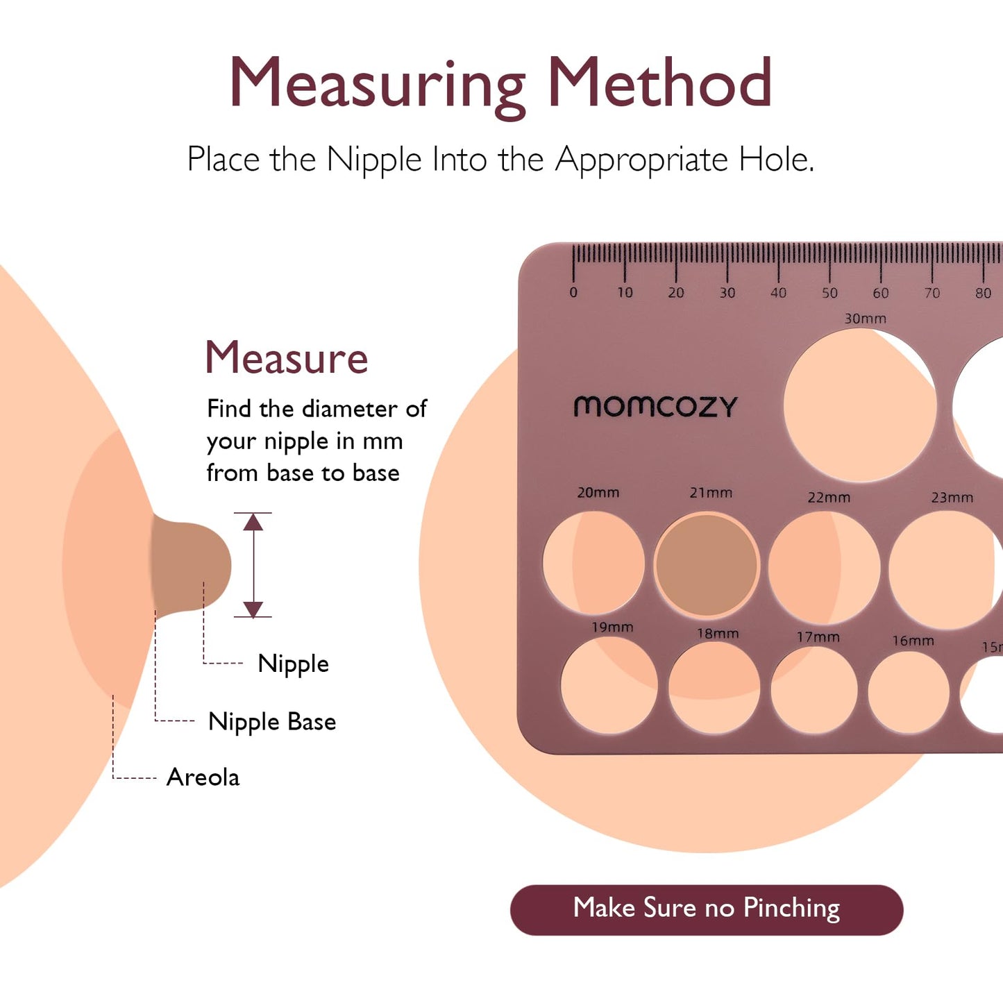 Momcozy Nipple Ruler For Flange Sizing, Soft & Flexible Silicone Measurement Tool For Breast Pump Sizing, Compatible With Momcoz