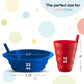 Plaskidy Cereal Bowls With Straws And Kids Straw Cups - Set Of 4 Bowls With Straws For Kids, And 4 Straw Cups For Kids Bpa Free
