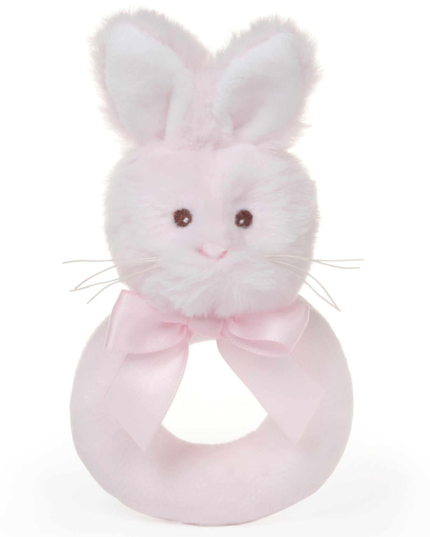 Bearington Baby Lil Bunny, 5.5 Inch Pink Soft Stuffed Easter Bunny Rattle, Baby Easter Gifts