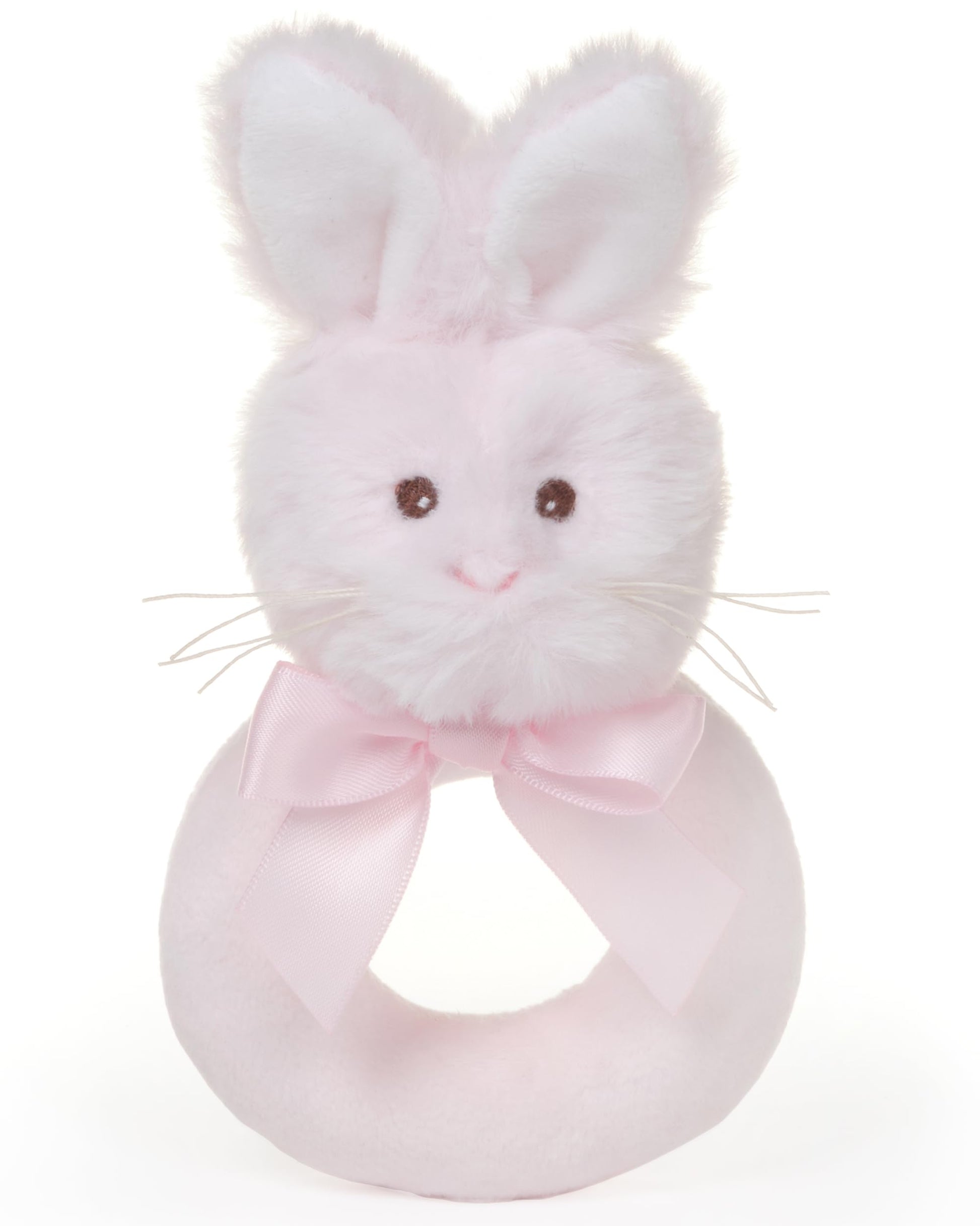 Bearington Baby Lil Bunny, 5.5 Inch Pink Soft Stuffed Easter Bunny Rattle, Baby Easter Gifts