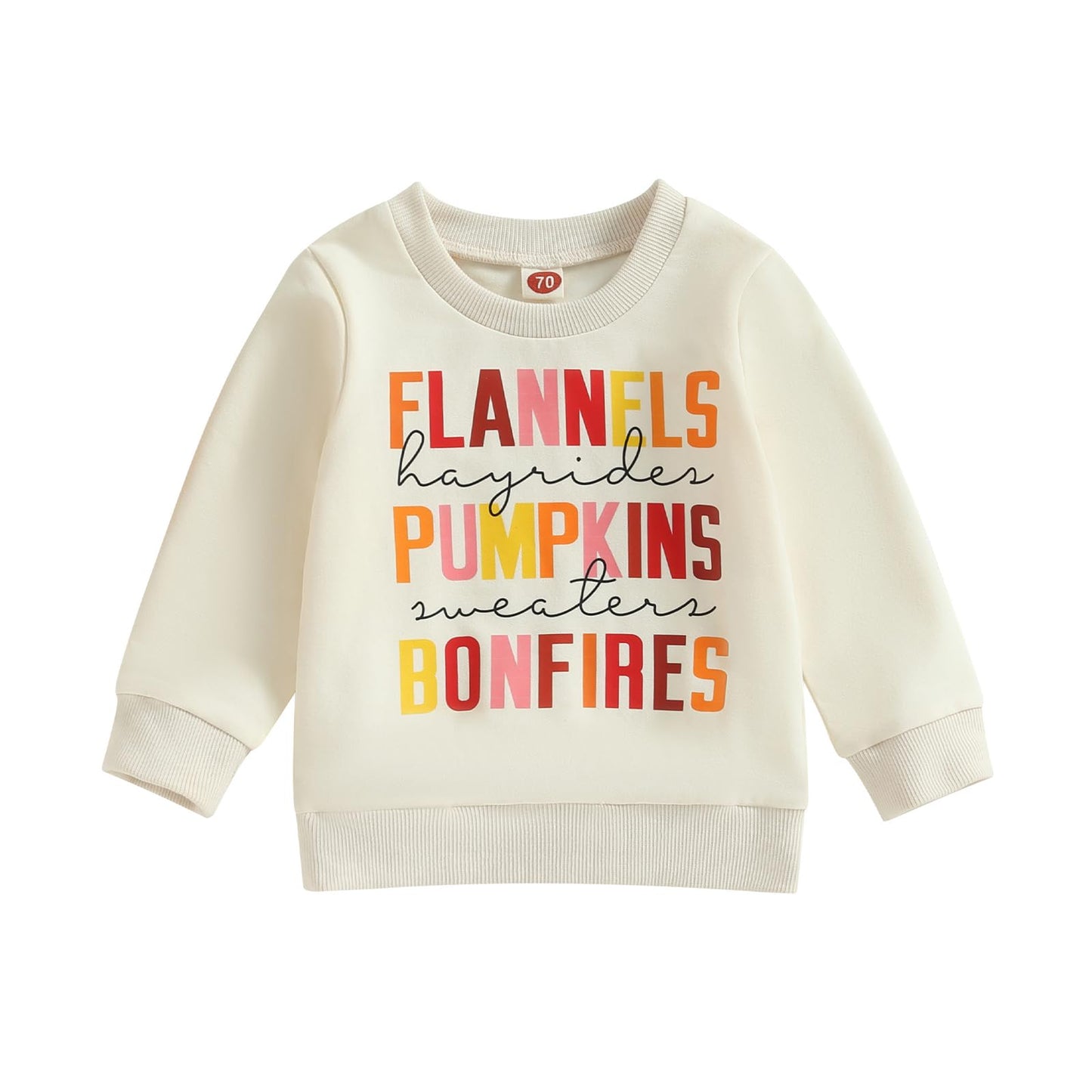 Mozikqin Toddler Baby Halloween Outfit Girl Boy Crewneck Sweatshirt Long Sleeve Letter Pullover Sweater Cute Fall Clothes (Flann