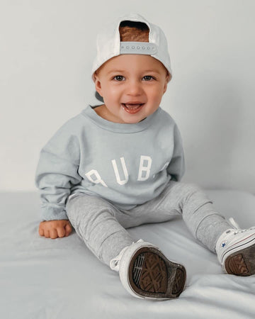Baby Boy Clothes Outfits 2Pcs Letter Print Crewneck Sweatshirt Pants Sweatsuit Little Boy Clothing(Bubs Blue, 6-12 Months)