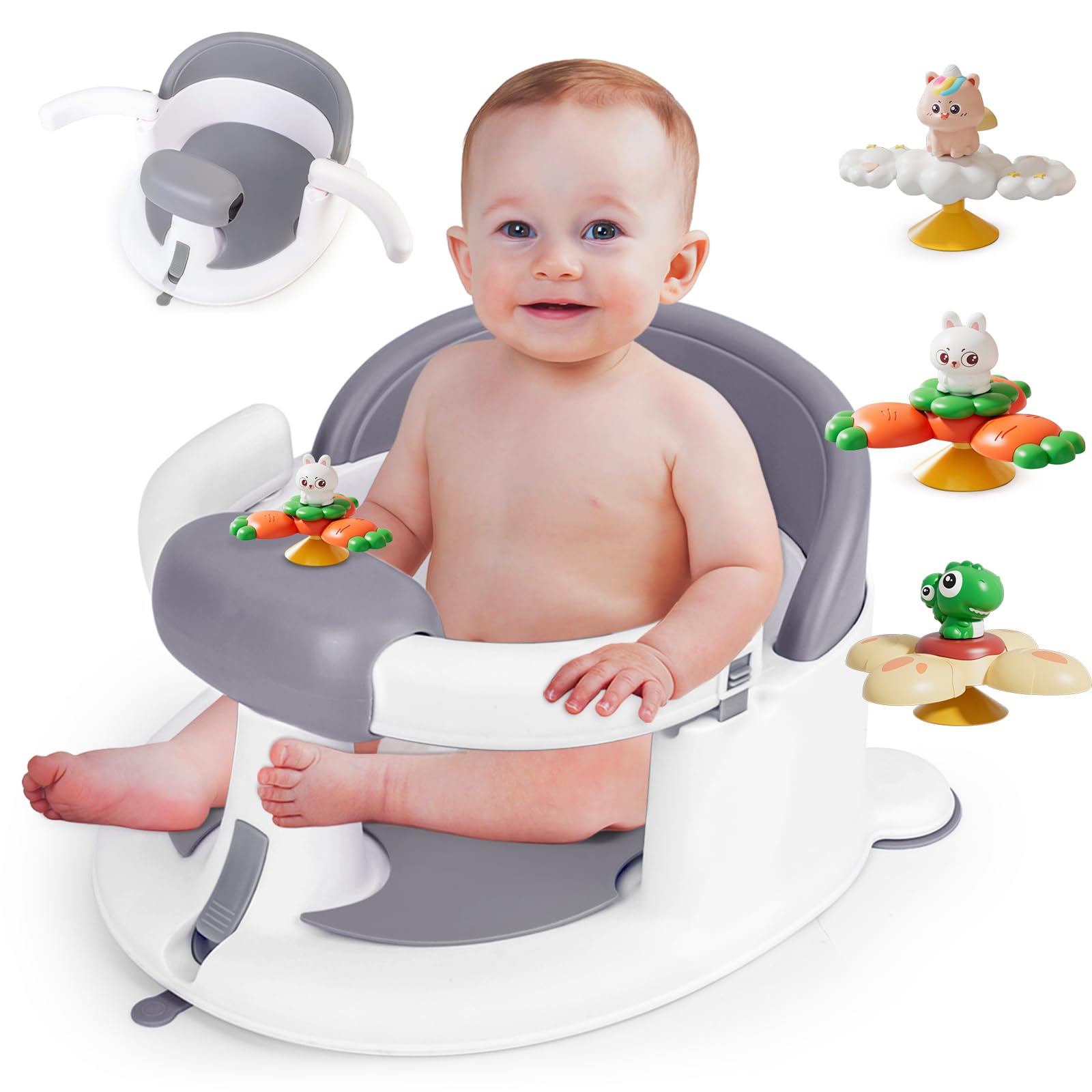 Mostop Baby Bath Seat For Babies 6 Months & Up, Baby Bath Tub Seat With Suction Cups, Non-Slip Toddler Bath Seat With 3 Suction