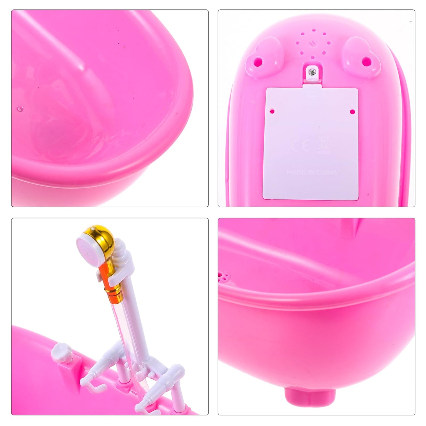 Toyvian Toy Bathtub for Dolls, Baby Doll Real Working Bath Set Electric Bathtub with Shower and Faucet Pretend Play Toy Play Wat