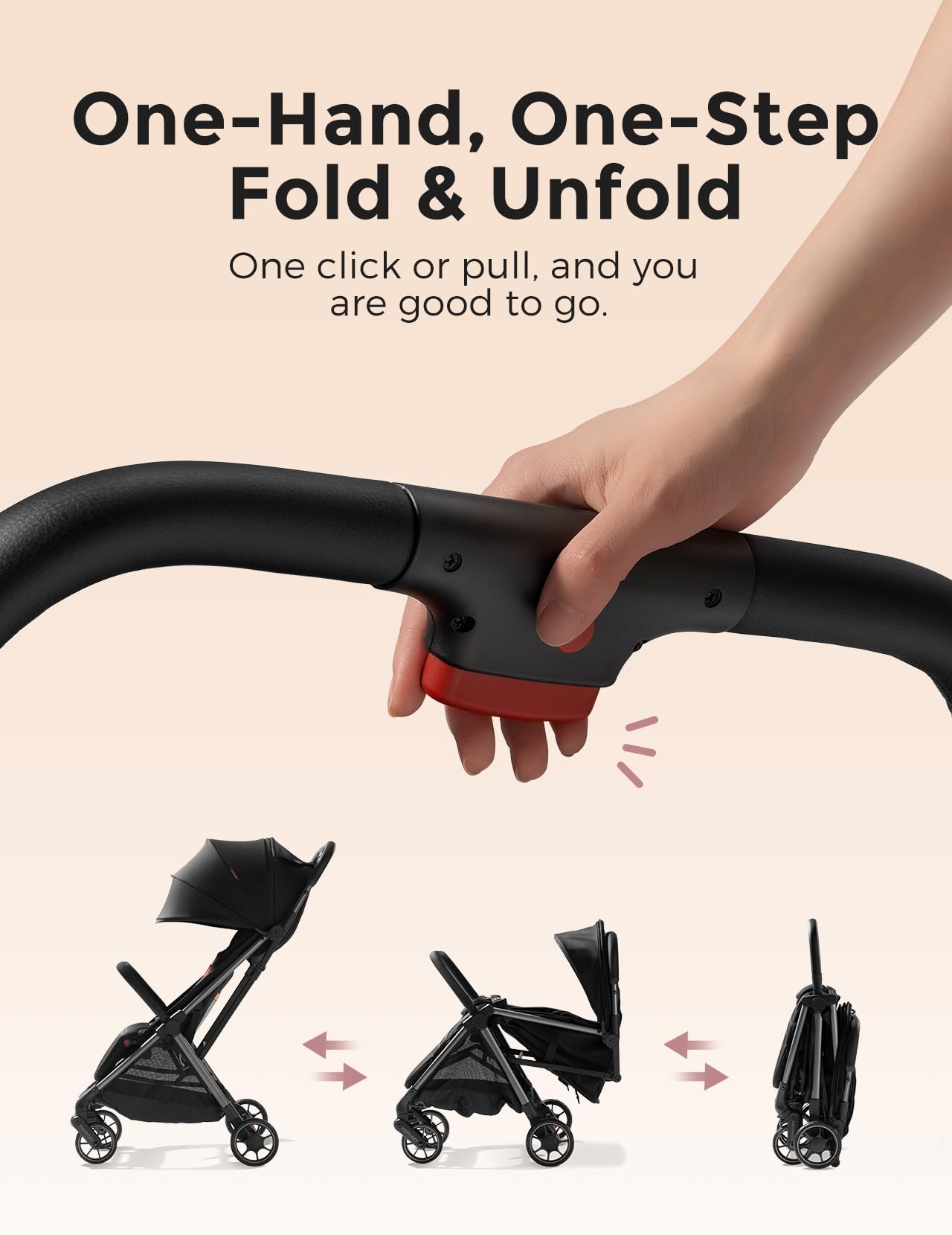 Momcozy Clickgo Lightweight Stroller, Compact Travel Stroller For Airplane With One-Click Fold, Baby Stroller And Toddler Stroll