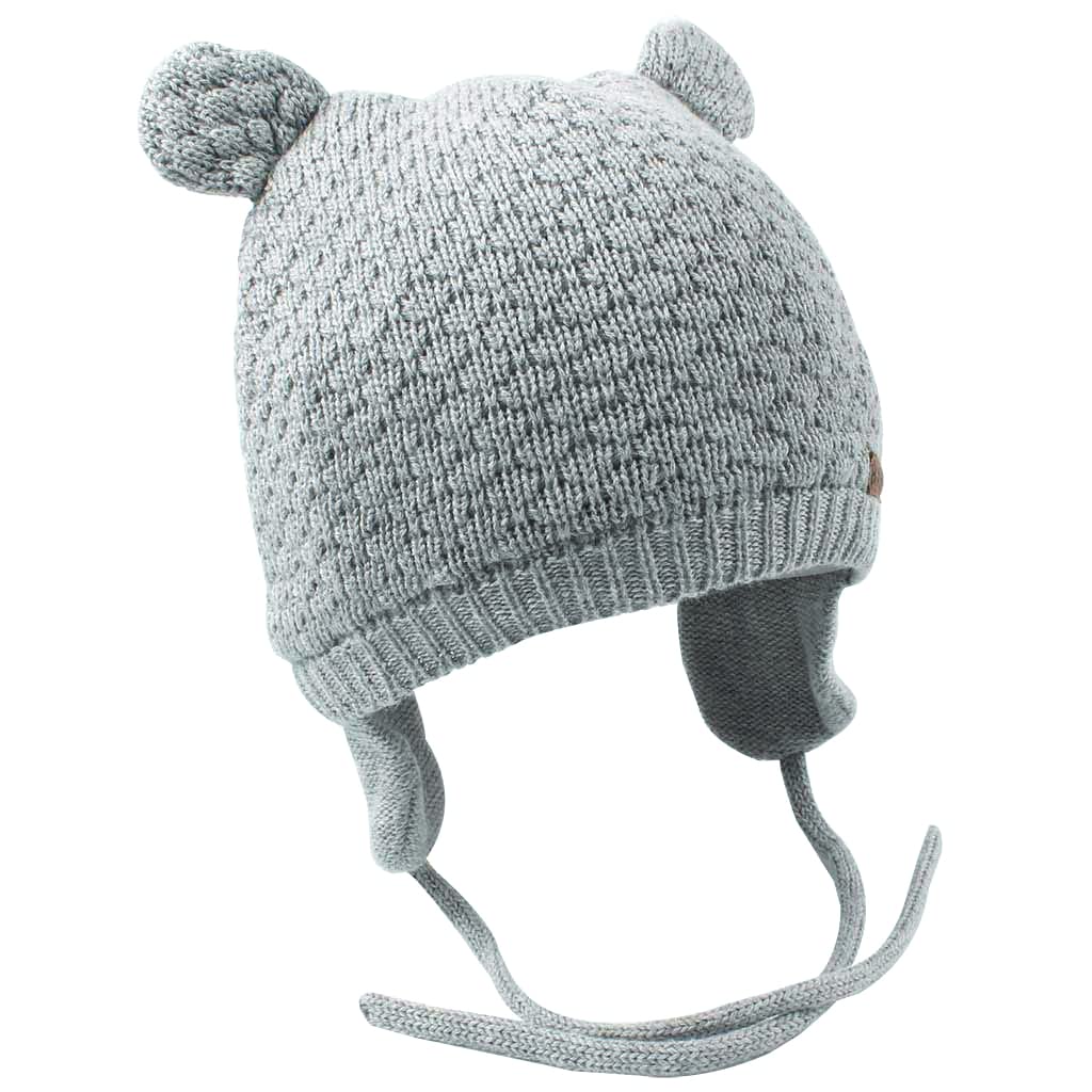 Duoyeree Baby Winter Hat Earflap Cotton Lining Knit Beanie Cap For Toddler Girl Boy (12-18 Month, Grey)