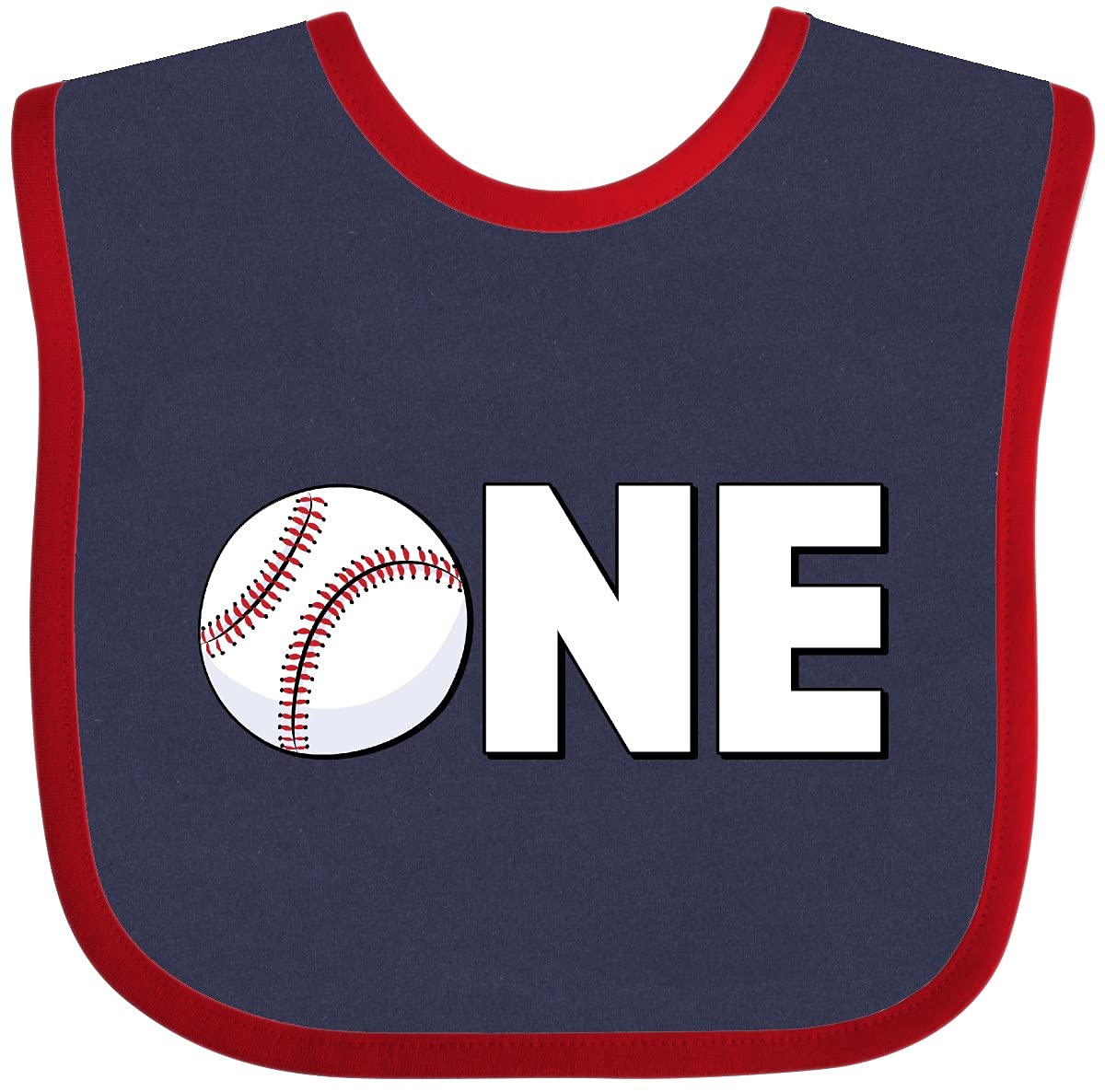Inktastic One- Baseball First Birthday Baby Bib Navy And Red 28744