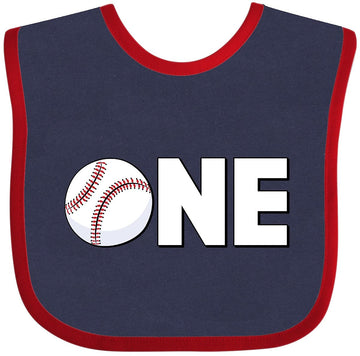 Inktastic One- Baseball First Birthday Baby Bib Navy And Red 28744