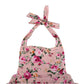China Rose 50'S Floral Ruffles Rompers Backless Dress Bathing Suit Swimwear (0-12 Months,Pink)