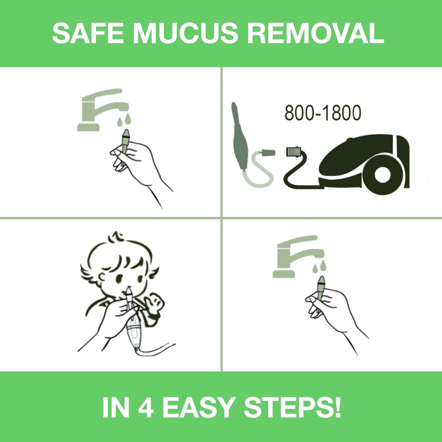 Baby-Vac Clinically Tested Baby Nasal Aspirator - Vacuum-Powered Nose Sucker With 2 Suction Head & Cleaning Brush For Safe And G