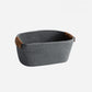 Medium Cotton Woven Basket with PU Leather Handle, Baby Kids Clothes Toys Candy Gifts Cotton Rope Organizer, Living Room Basket 