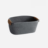 Medium Cotton Woven Basket with PU Leather Handle, Baby Kids Clothes Toys Candy Gifts Cotton Rope Organizer, Living Room Basket 