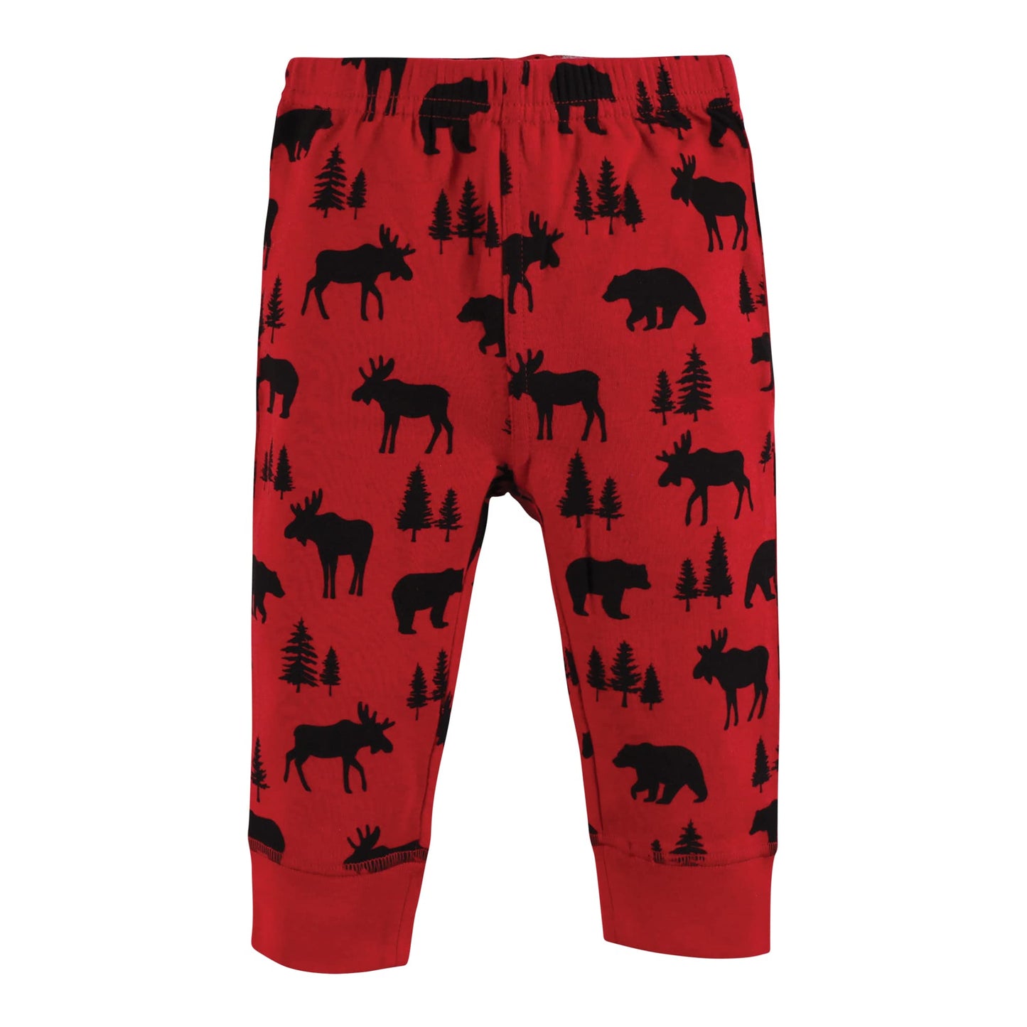 Hudson Baby Unisex Baby Cotton Pants And Leggings, Red Moose Bear, 3 Toddler