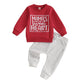 Dewadbow Baby Boy Spring Fall Clothes Set Letter Print Crewneck Sweatshirt Long Pants Toddler Valentines Day Outfit (Sweet, 2-3T