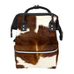 GACTIVITY Brown Cowhide Diaper Bag Travel Backpack Large Capacity Multi-Function Zipper Casual Travel Backpacks for Mom Dad Unis
