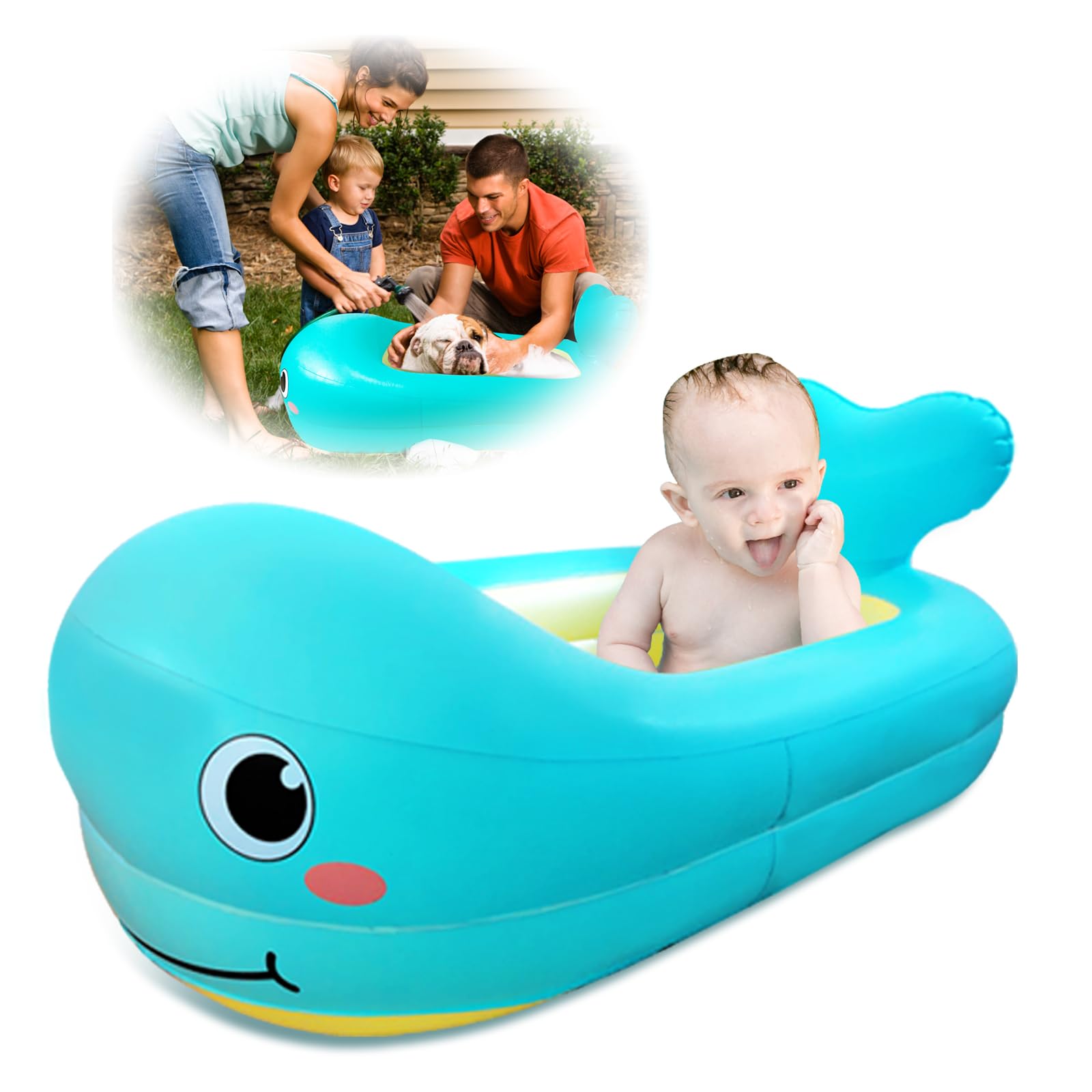 Inflatable Baby Bathtub In Whale | Portable Travel Baby Bathtub For Infants | Lightweight, Leakproof, And Foldable Baby Bath | I