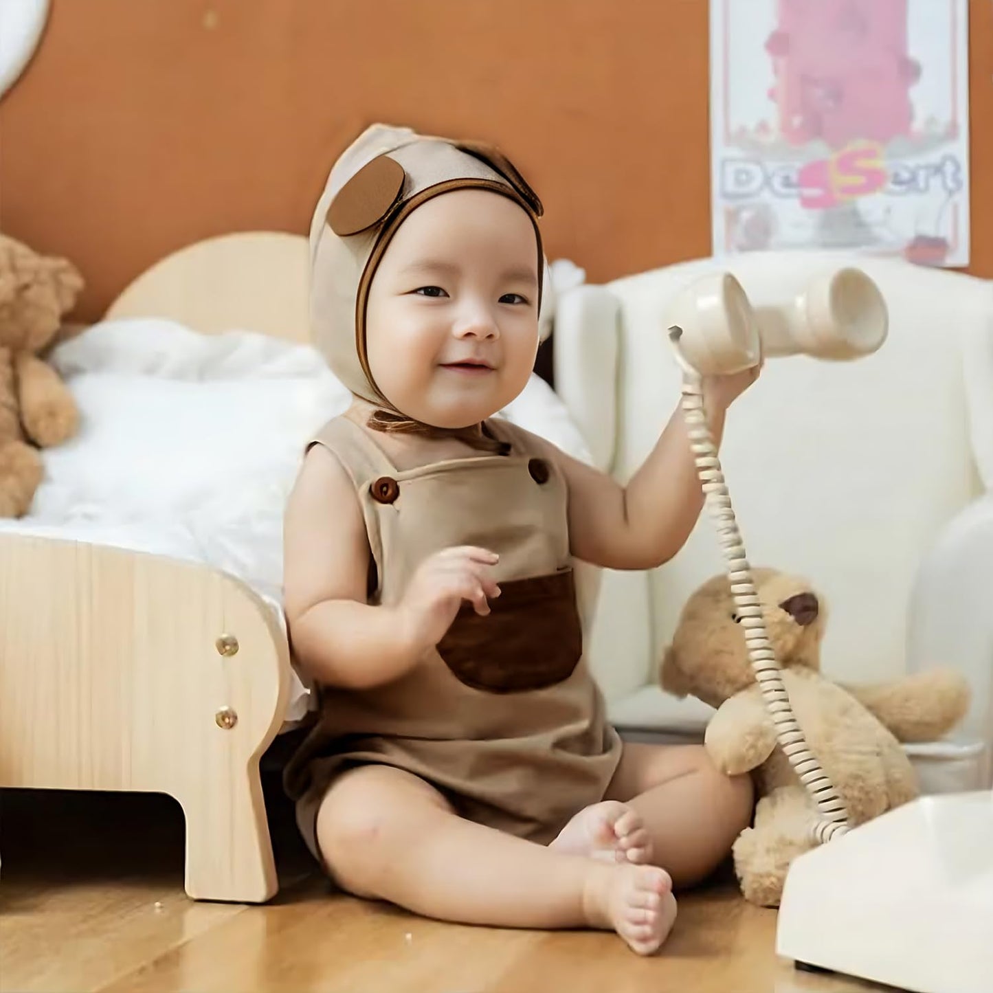 Agqt Baby Boys Bear Costume 1St Halloween Animal Costume One Piece Romper Overalls With Bear Hat Size 12-18 Months(80)