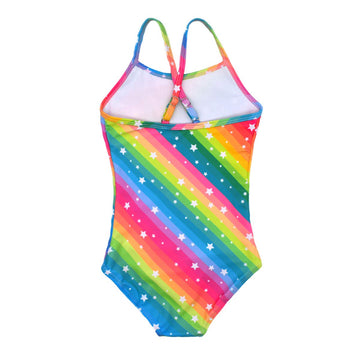Big Girls One Pieces Swimsuit Cute Swimwear Bathing Suits Rainbow 9T