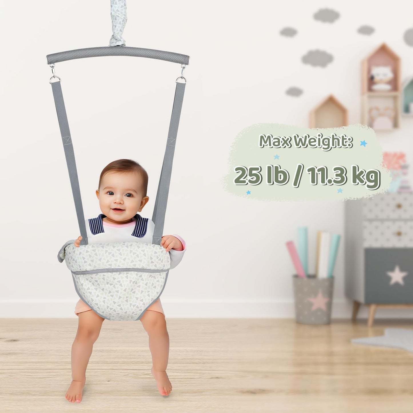 Slevoo Baby Jumper, Baby Doorway Jumper With Door Clamp Adjustable Strap, Fun Activity For 6-12 Months Baby Infant