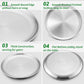 Teamfar Toddler Plates, 8 Inch Stainless Steel Kids Dinner Metal Plates, Round Serving Salad Plates For Camping Outdoor Party, S