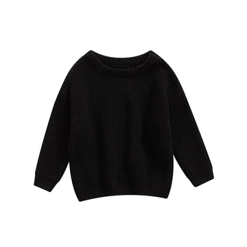 Baby Girl Boy Knit Sweater Blouse Pullover Sweatshirt Warm Crewneck Long Sleeve Tops For Infant Toddler (A-Black, 0-3 Months)