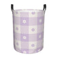 Pevtufa Floral Purple Buffalo Plaid Foldable Laundry Basket Organizer,Fabric Clothes Toy Storage Basket Nursery Hamper Storage B