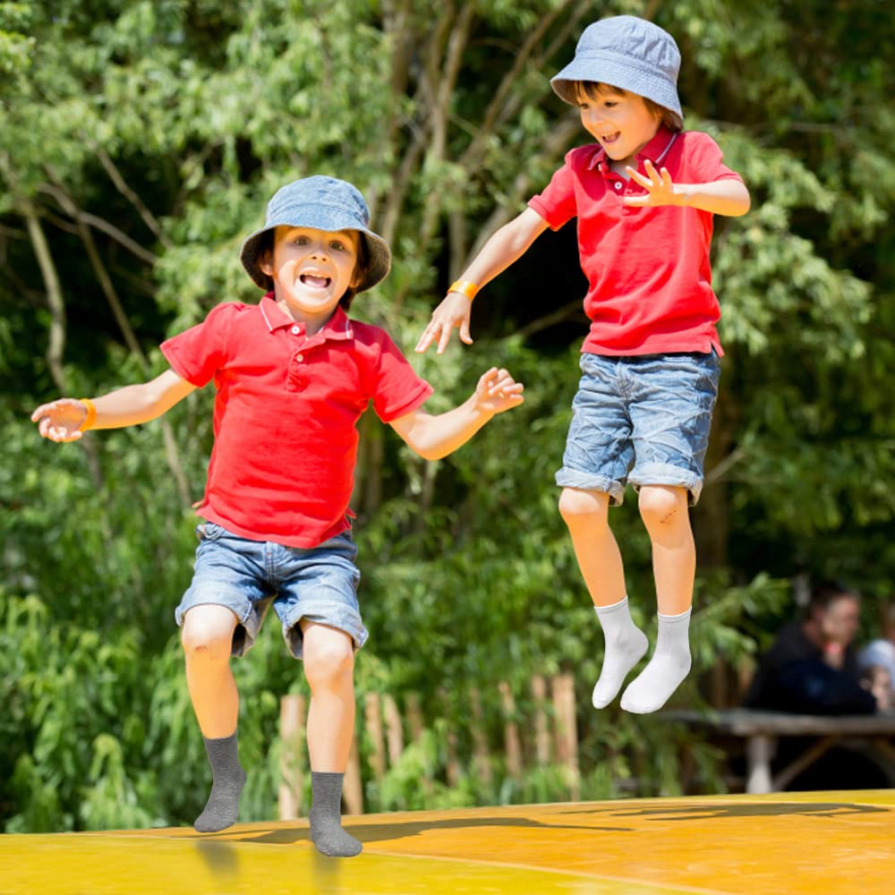 Tphon Toddler Kids Socks With Grippers For Boys Girls, Non Slip Grip Boys Socks 15 Pairs Half Cushion Ankle Crew Athletic Socks