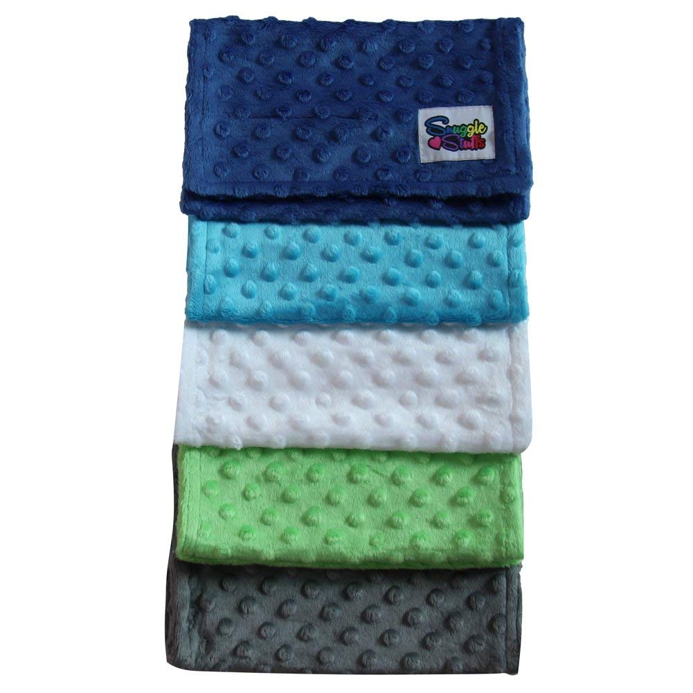 Baby 5 Pack Minky Dot Burp Cloths (Choose Color) (Boys)
