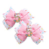 2 Pack 5th Birthday Hair Bow for Girls, Pink Hair Clip Hair Accessories for Girls 1 2 3 4 5 6 Years Birthday Confetti Ice Cream 