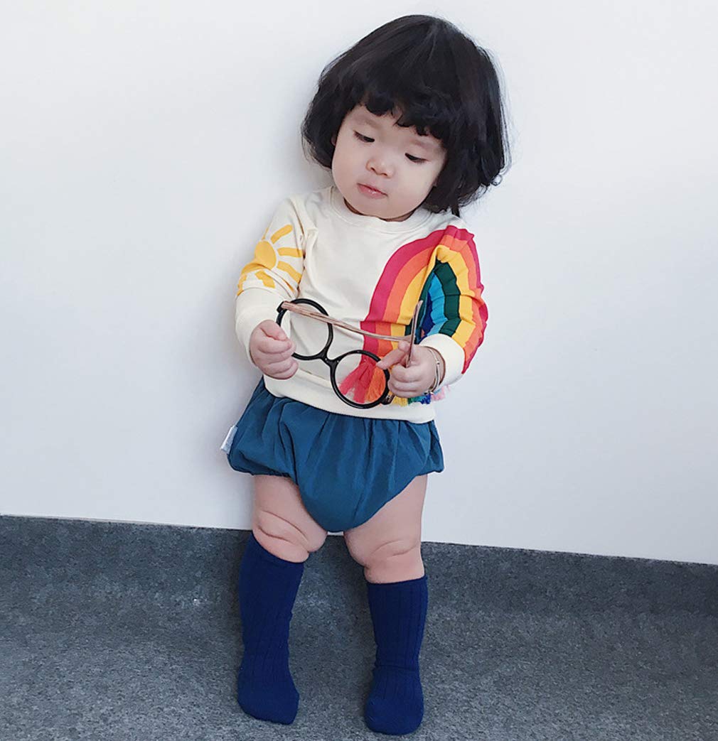 Toddler Kids Baby Girl Boy Long Sleeve Tassel Rainbow Sweatshirt Casual Shirt Pullover Tops (Beige, 12-18 Months)