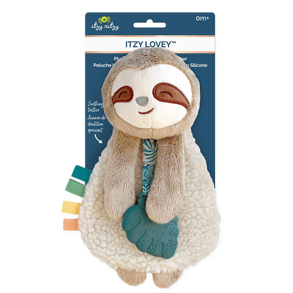 Itzy Ritzy - Itzy Lovey Including Teether - Baby Lovey with Teether, Textured Ribbons & Dangle Arms - Features Crinkle Sound, Sh