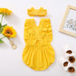 Shalofer Baby Girls One Year Old Outfits First Birthday Romper Cute Backless Ruffles Jumpsuit With Headband (Yellow-Sun,12-18 Mo