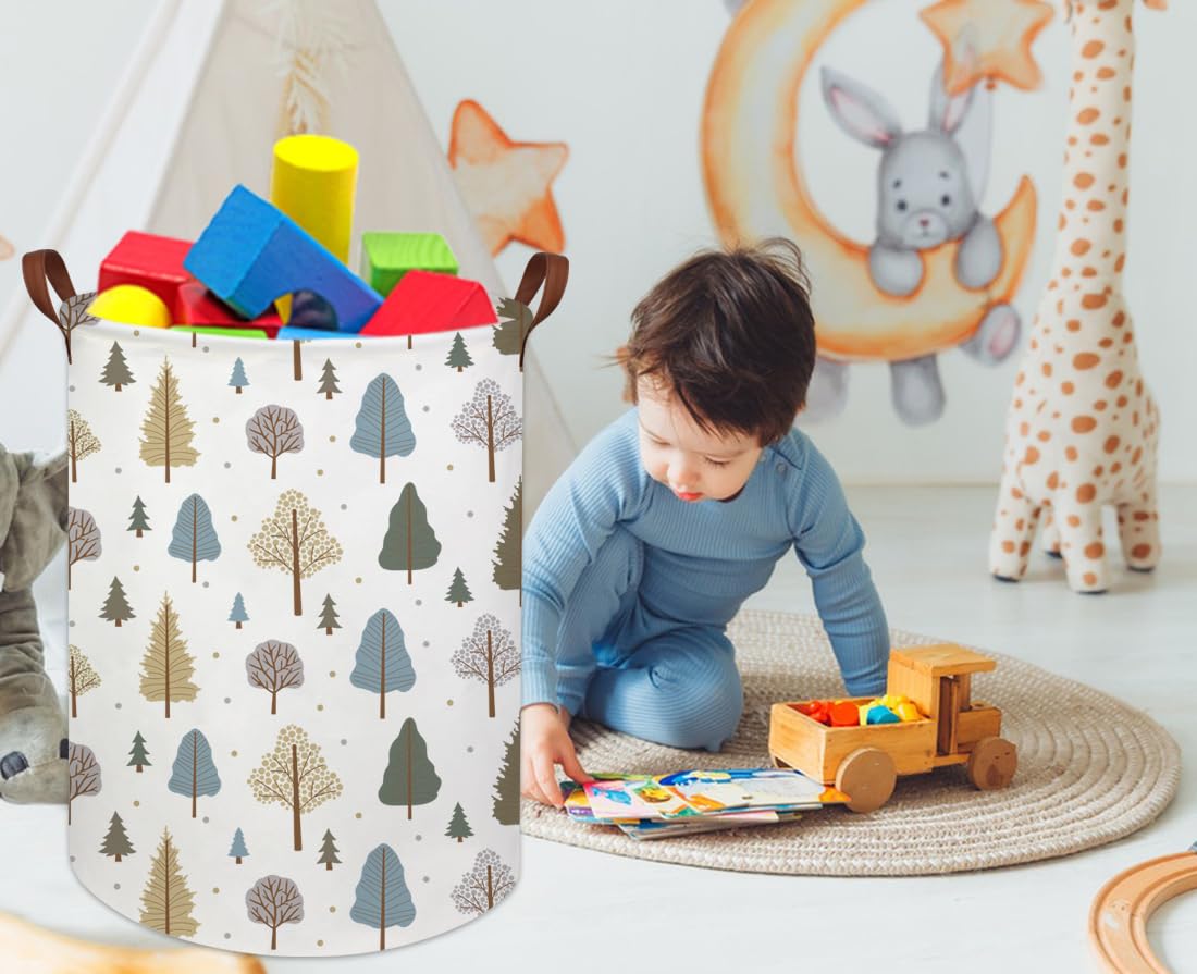Tibaolover Tree Baby Laundry Basket Baby Hamper Kids Hamper Basket Toy Storage Bin For Boys Woodland Room Decor Baby Nursery Ham