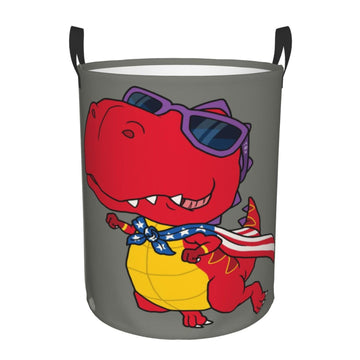Pevtufa Dinosaur Super Hero Cartoon Foldable Laundry Basket Organizer,Fabric Clothes Toy Storage Basket Nursery Hamper Storage B