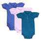 Moms Home Organic Cotton Baby Girls Tshirt Bodysuit  Pack Of 3 Pink Blue Green New Born 03 Months