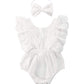 Infant Baby Girl Lace Rompers V-Back Bowknot Bodysuit Cute Newborn Ruffle Clothes White (White, 6-12 Months)