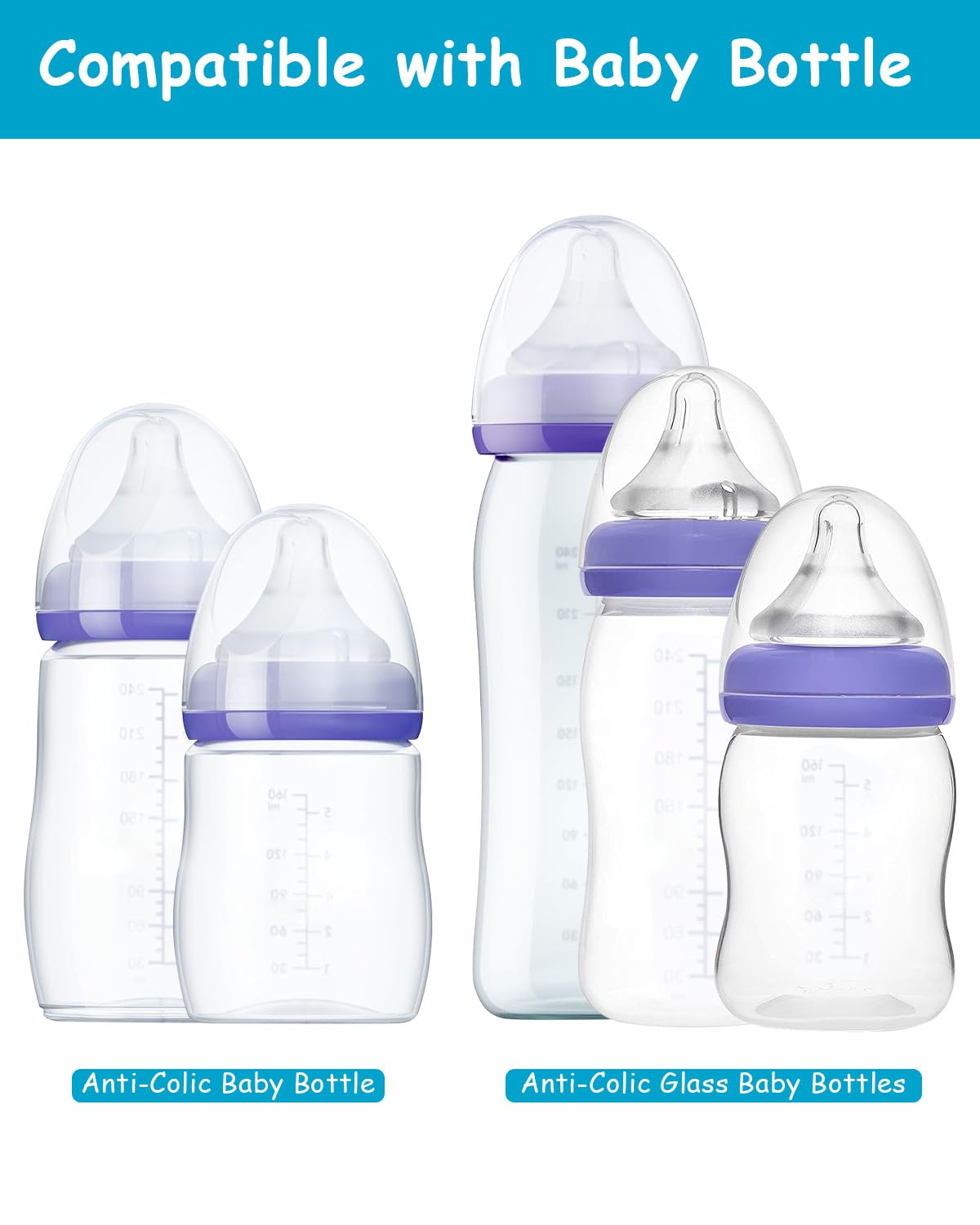 Silicone Nipple for Lansinoh Anti-Colic Baby Bottle, Fast Flow, Size L, 6m+, 6 Count