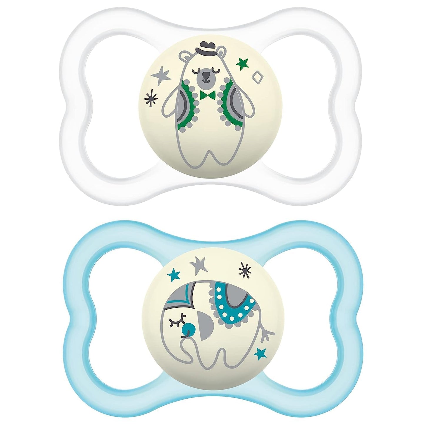 Mam Air Night & Day Baby Pacifier, For Sensitive Skin, Glows In The Dark, 2 Pack, 6-16 Months, Unisex