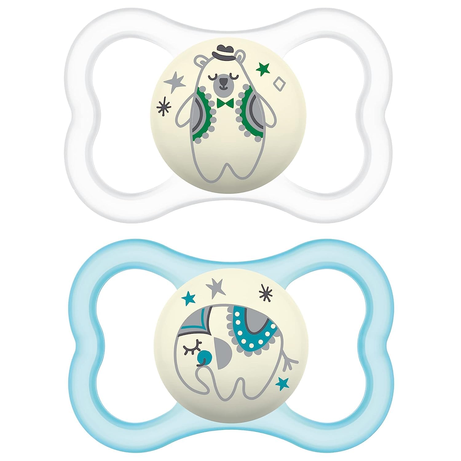 Mam Air Night & Day Baby Pacifier, For Sensitive Skin, Glows In The Dark, 2 Pack, 6-16 Months, Unisex