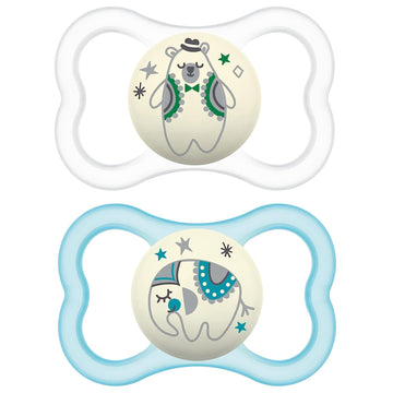 Mam Air Night & Day Baby Pacifier, For Sensitive Skin, Glows In The Dark, 2 Pack, 6-16 Months, Unisex