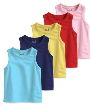 Minicult Cotton Kids Vests In Solid Colors (Yellow)(Pack Of 5)(1516 Years)