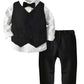 Toddler Boy Clothes Suit Gentleman Wedding Outfits, Formal Dress Shirt+Bowtie+Vest+Pants, Us 18-24 Months = Tag 90