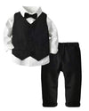 Toddler Boy Clothes Suit Gentleman Wedding Outfits, Formal Dress Shirt+Bowtie+Vest+Pants, Us 18-24 Months = Tag 90